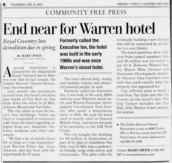 Executive Inn Motel - Feb 2003 - End Was Near